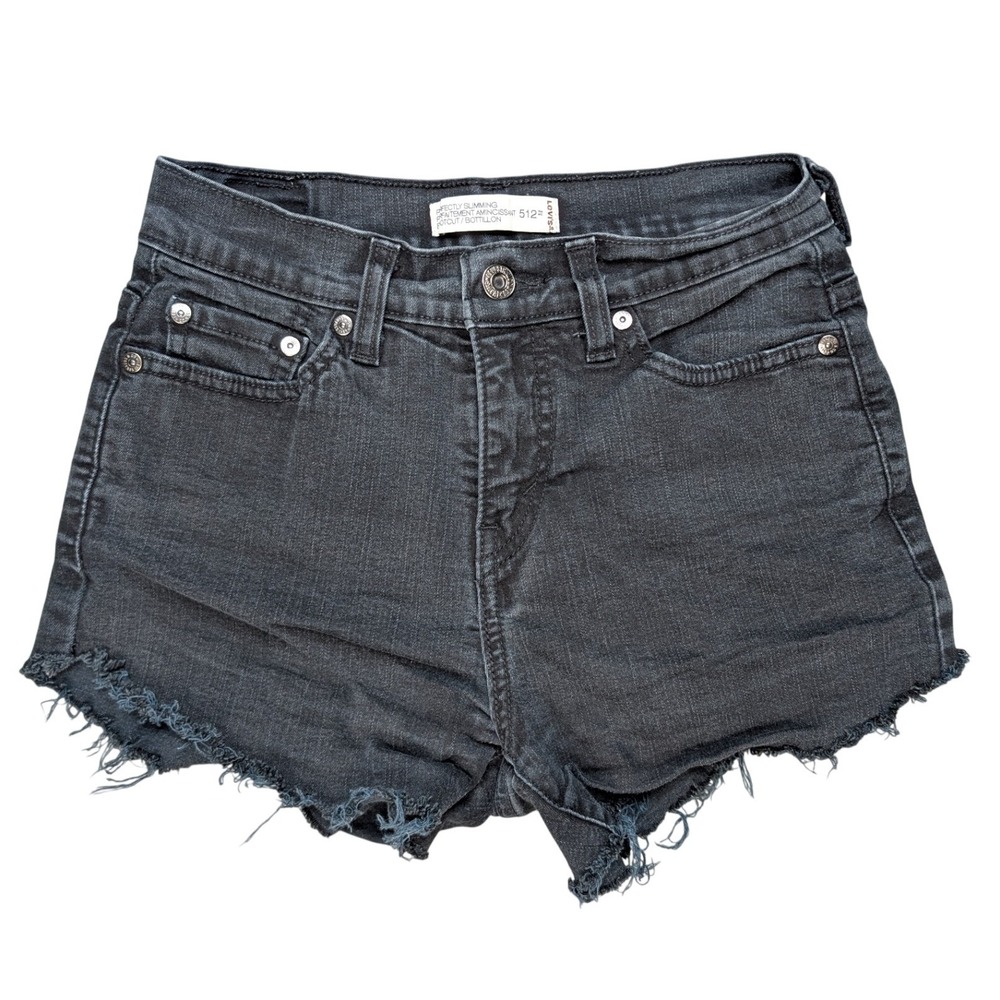 Levi's Black Denim Cutoff Shorts High Rise Frayed Jean Modern Festival Staple